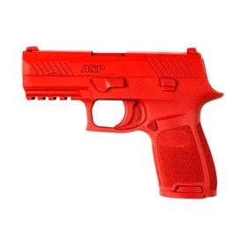 Sig P320 Compact training replica constructed from red polymer for safety.